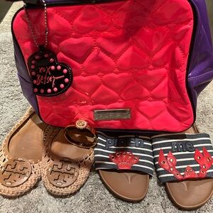 Preloved items - two pairs of size 7.5 shoes, cosmetic bag, never worn bracelet